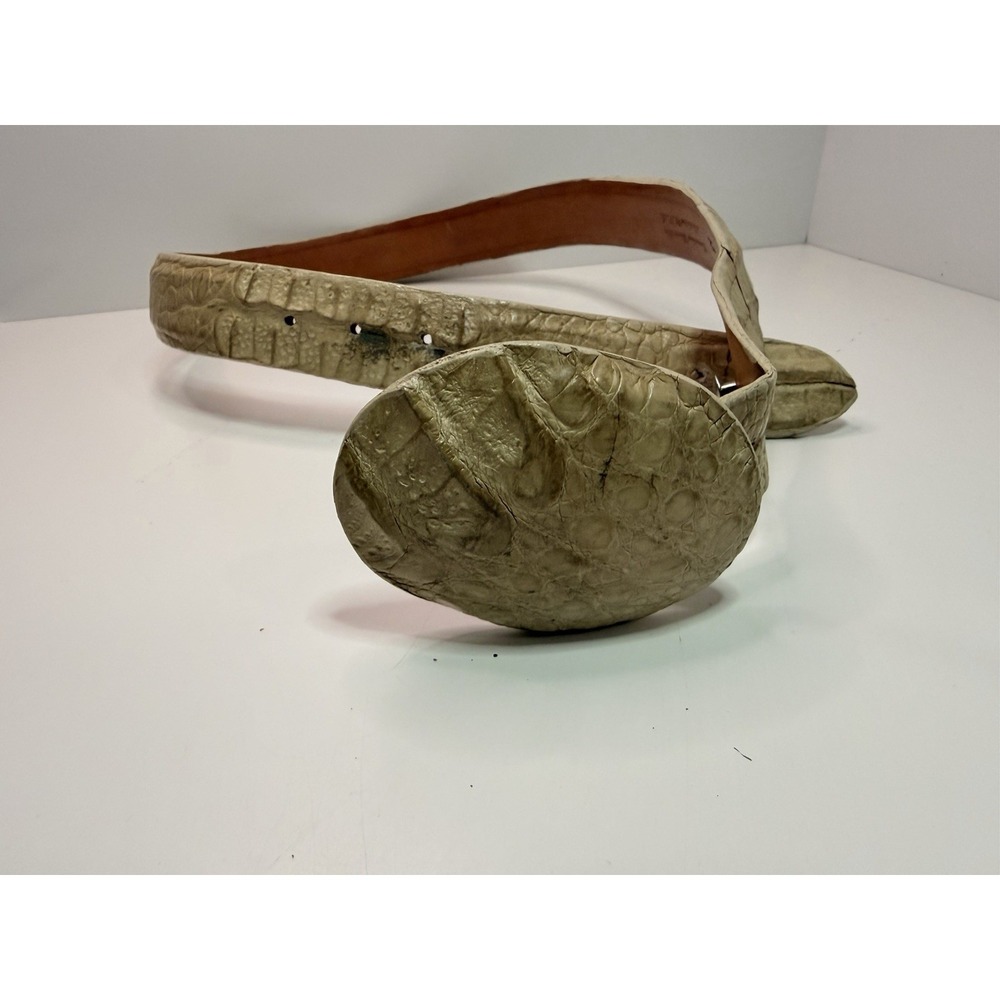 Men's Genuine Crocodile Skin Belt with Matching Trophy Buckle Size 32 USA Made